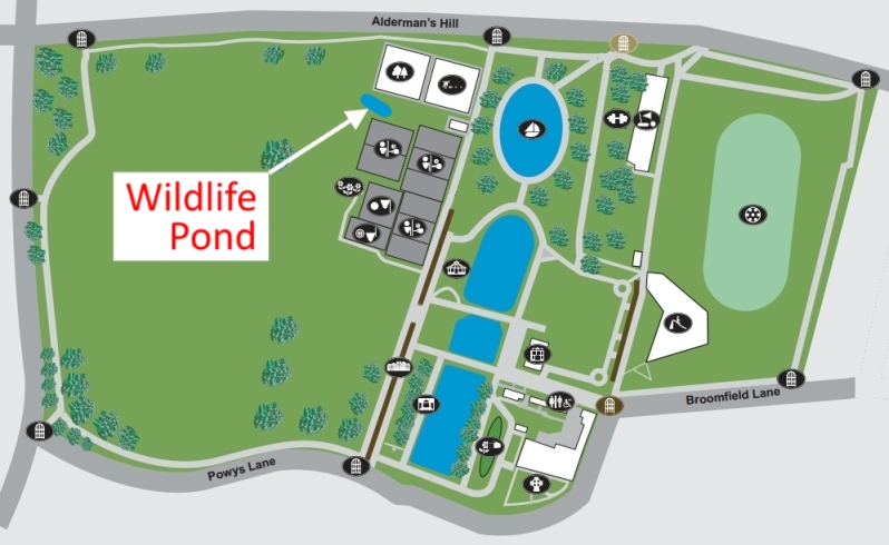 map of wildlife pond in broomfield park