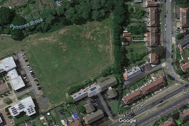 Site of Bowes Meadow (imagery and map data (c) Google 2016)