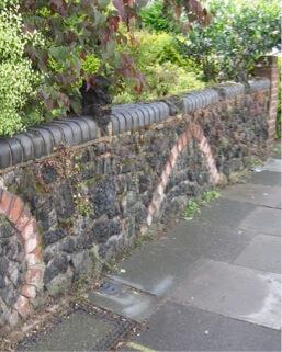 Garden wall in Fox Lane