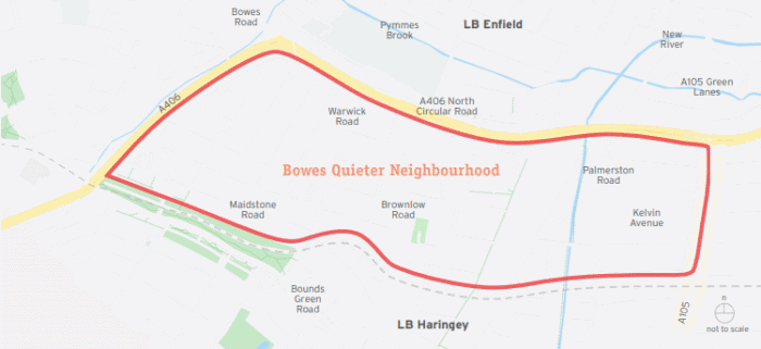 bowes quieter neighbourhood map oct 2019