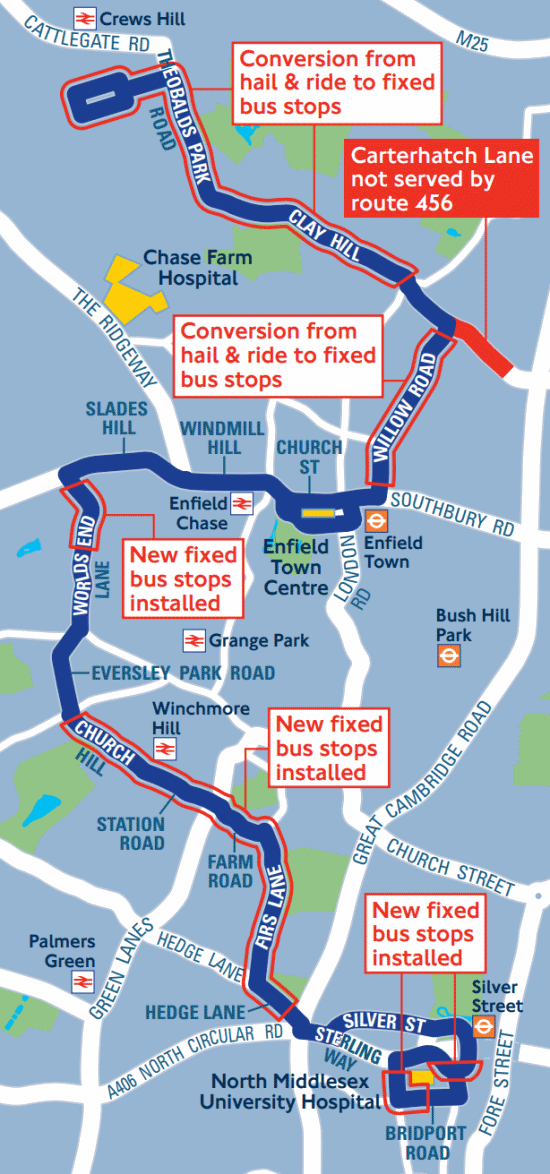 route map for proposed 456 bus route