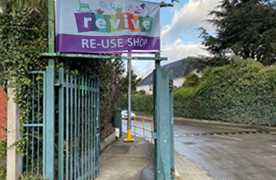 revive sign outside barrowell green recycling centre