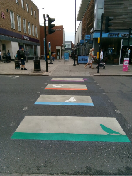 colourful crossing in church street enfield town