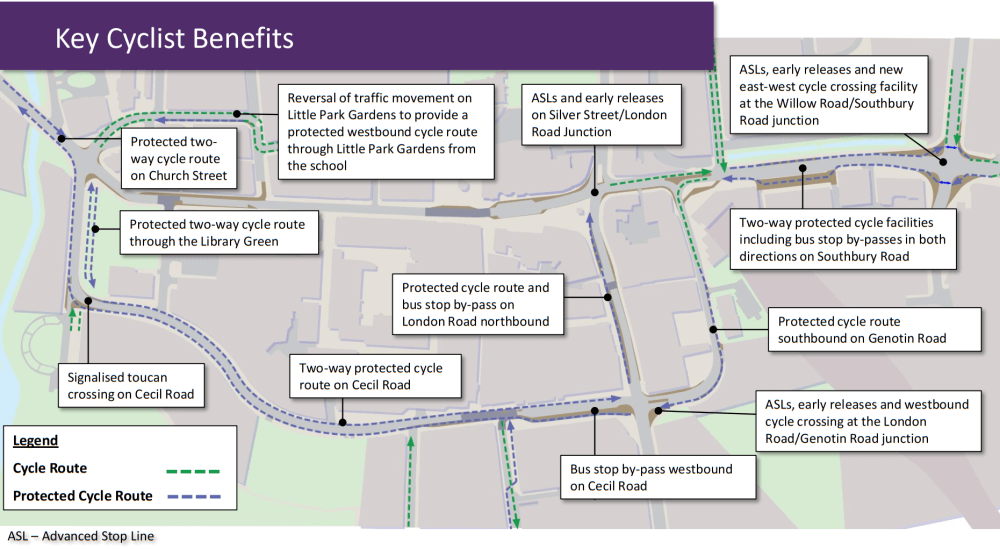 enfield town map of key cyclist benefits