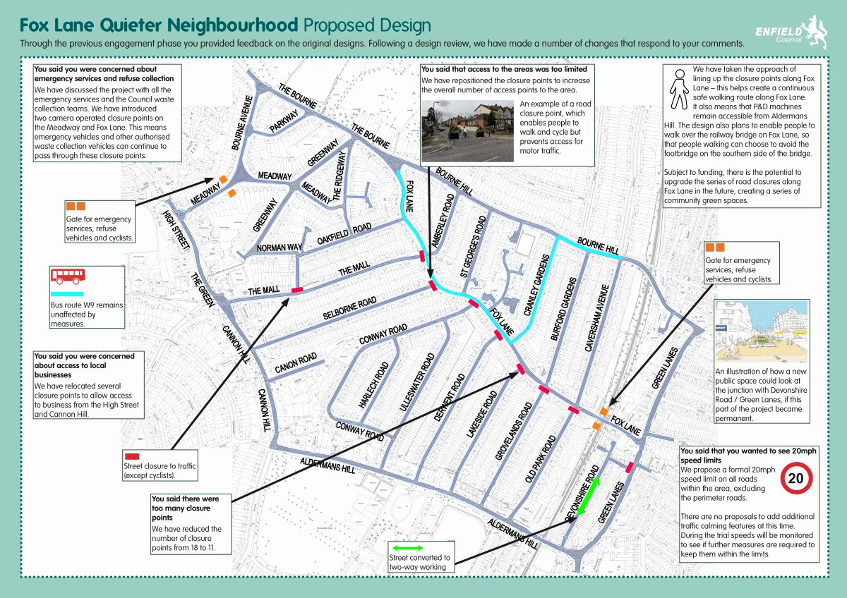 map of fox lane quieter neighbourhood design july 2020