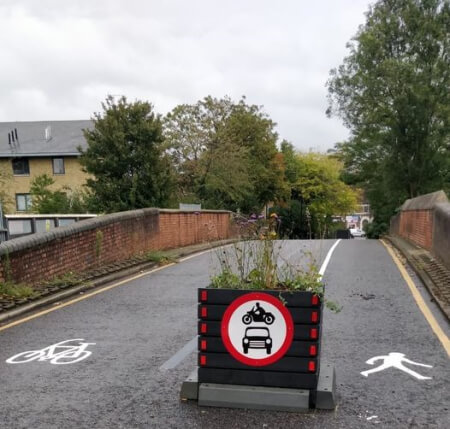 no motor vehicles sign on fox lane bridge