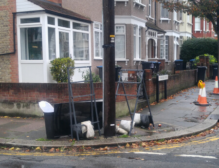 missing one way and no entry signs lightcliffe road