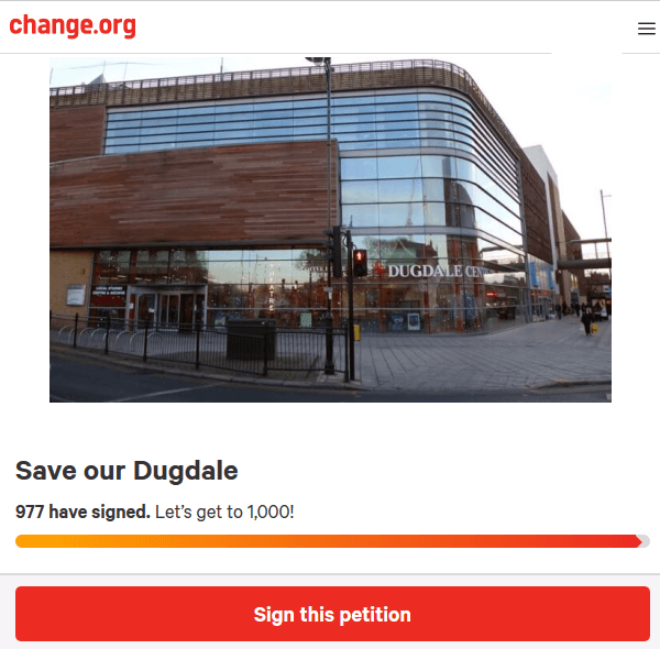 save our dugdale petition home page