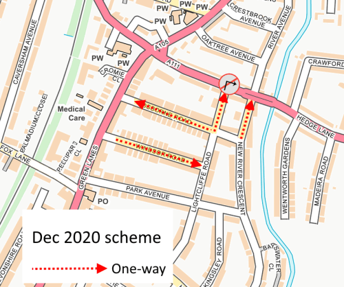 map of december 2020 one-way system