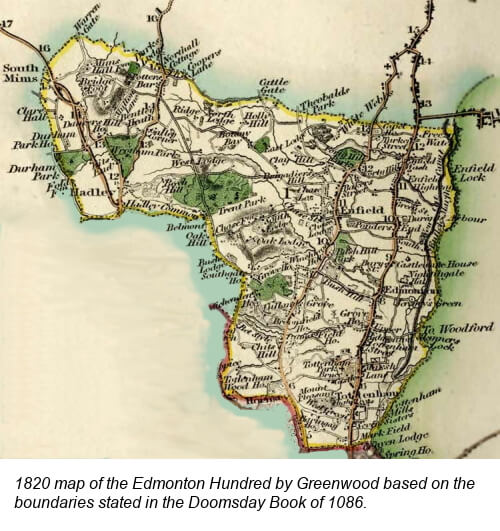 1820 map of the edmonton hundred