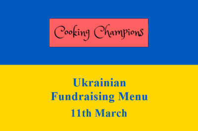 menu superimposed on ukrainian flag