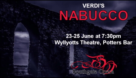 poster or flyer advertising event Southgate Opera present Verdi\'s Nabucco
