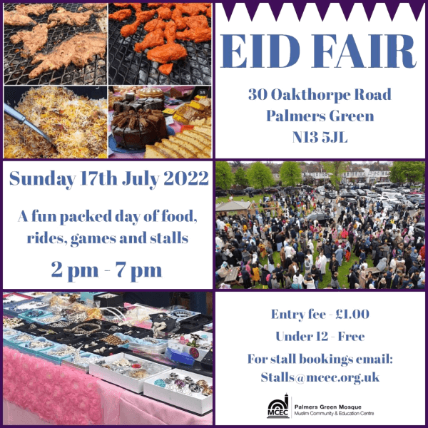 advert for eid fair at palmers green mosque