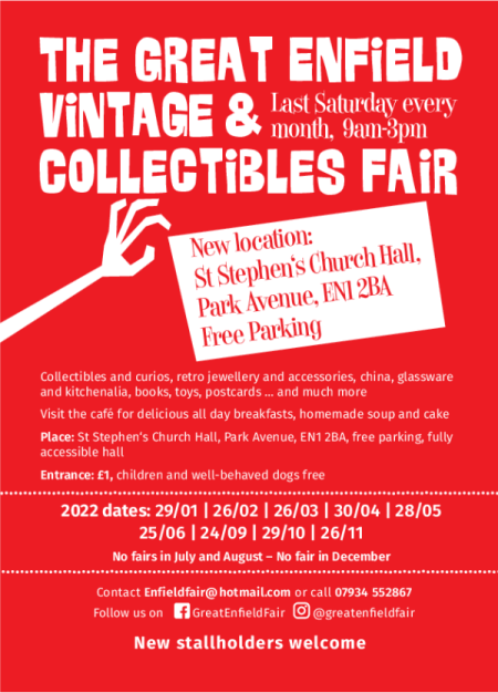 poster or flyer advertising event The Great Enfield Vintage & Collectibles Fair