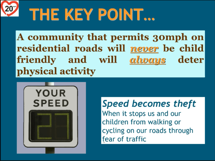 a community that permits 30mph on residential roads will never be child friendly