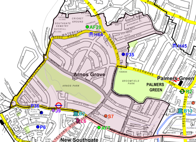 arnos grove ward map