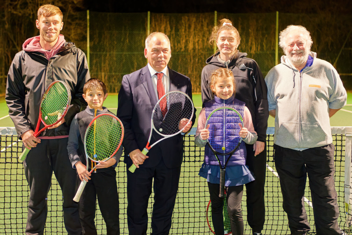 bambos charalambous MP with club members at conway tennis club