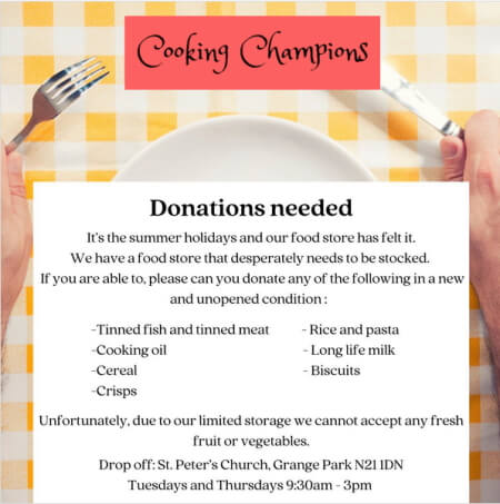 cooking champions donations needed