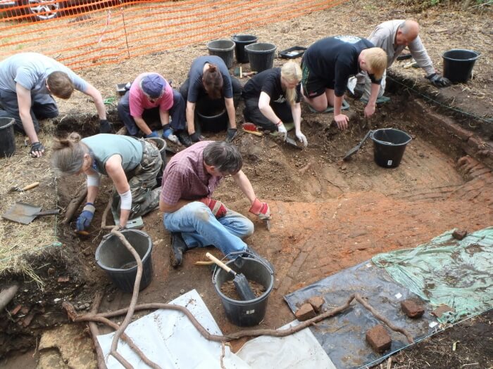 enfield archaeological society members during a dig