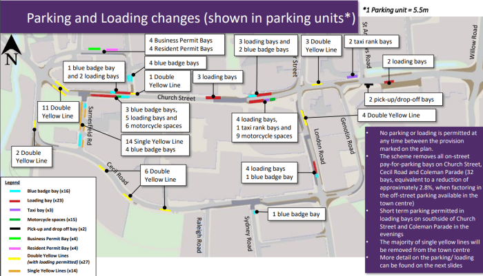 enfield town improvement project - map of parking and loading changes