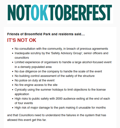 notoktoberfest email sent to fobp subscribers