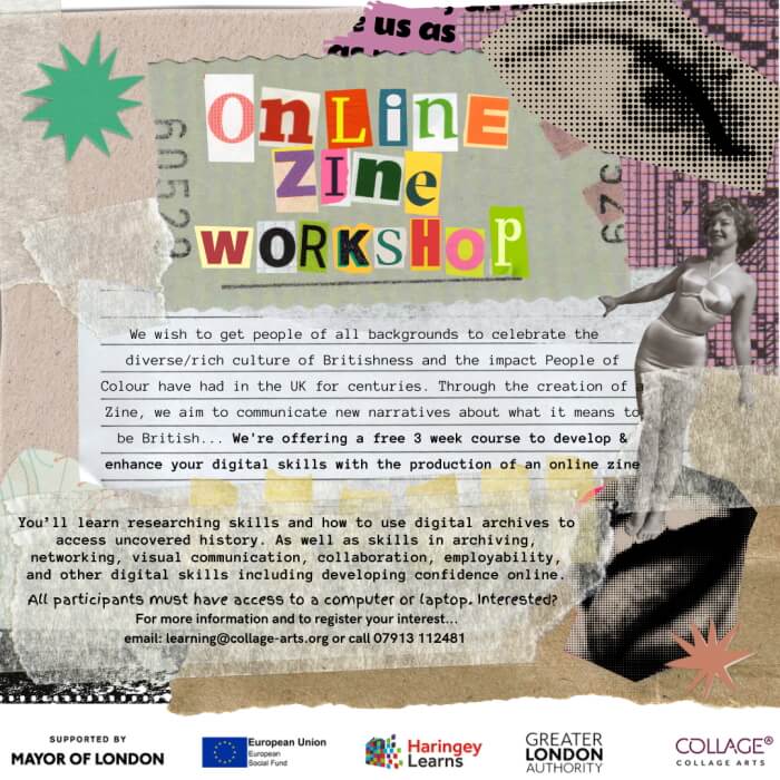 online zine workshop at collage arts