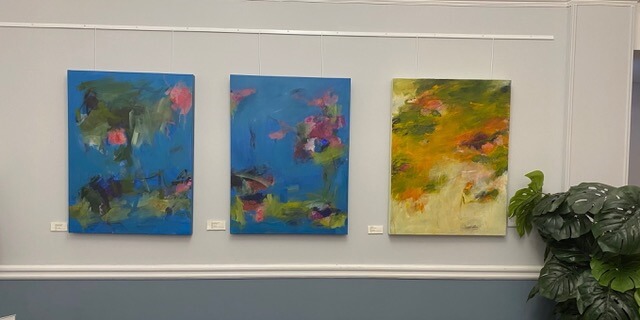 three paintings by angela dierks at the southgate club