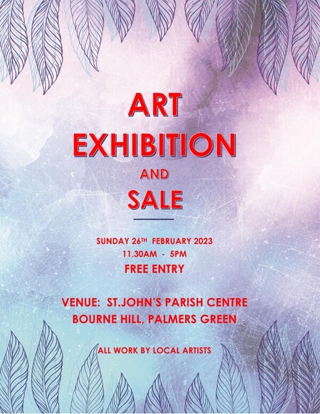 poster or flyer advertising event Exhibition and sale of work by local artists