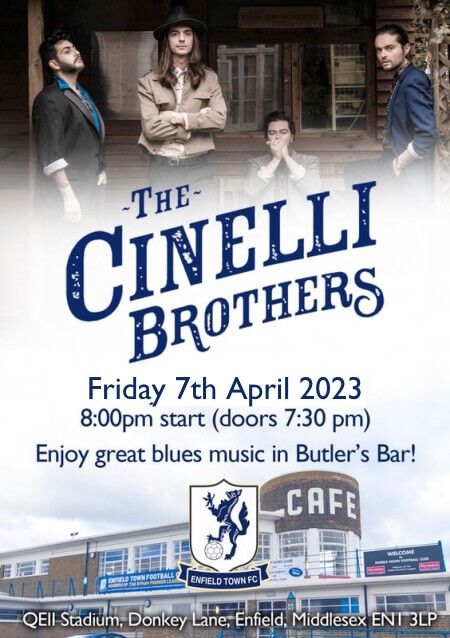poster or flyer advertising event Live music: The Cinelli Brothers
