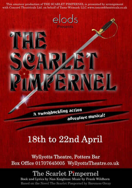 poster or flyer advertising event ELODS present The Scarlet Pimpernel