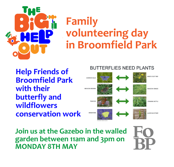 poster or flyer advertising event The Big Help Out: Family wild flowers, butterflies and wildlife volunteering event in Broomfield Park