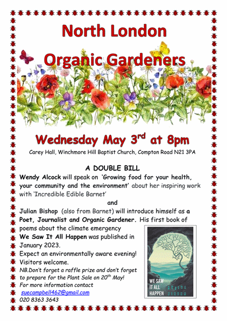 poster or flyer advertising event North London Organic Gardeners: Double Bill