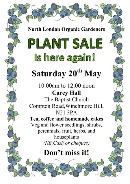 poster or flyer advertising event North London Organic Gardeners: Plant sale