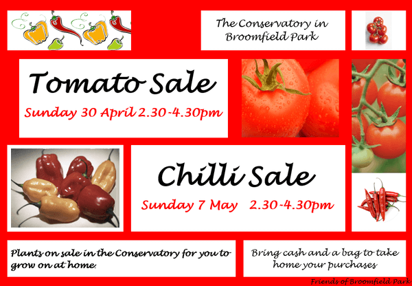 poster or flyer advertising event Chilli plants on sale in Broomfield Conservatory