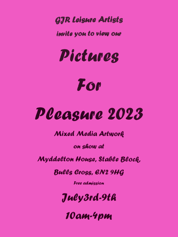 poster or flyer advertising event Exhibition: Pictures for Pleasure