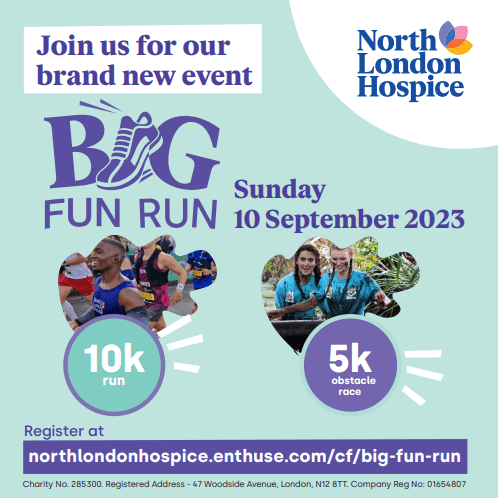 poster or flyer advertising event North London Hospice Big Fun Run
