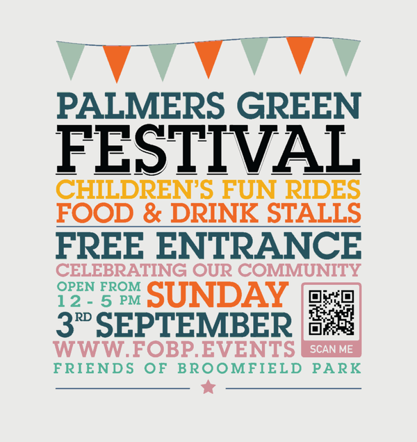 poster or flyer advertising event Palmers Green Festival
