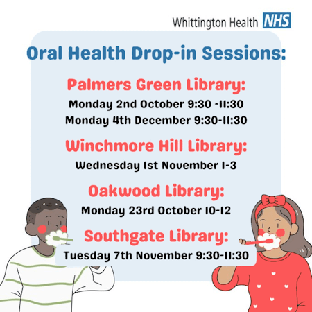 poster or flyer advertising event Oral health drop-in session