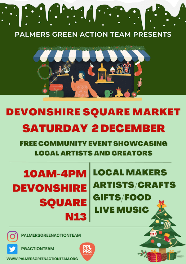 poster or flyer advertising event Devonshire Square Christmas Market