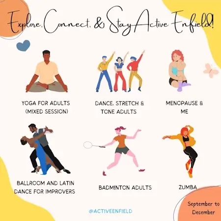 advert for active enfield fitness activities autumn 2023
