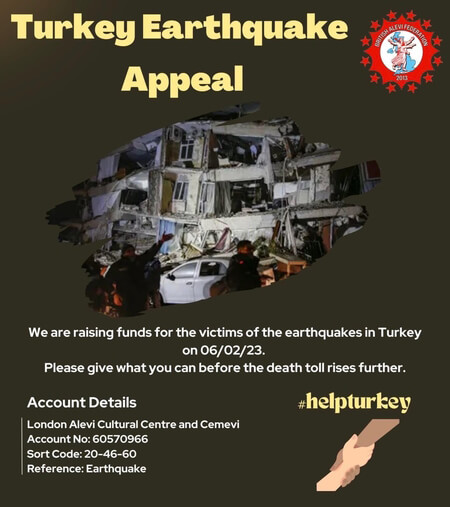 alevi centre turkey earthquake appeal