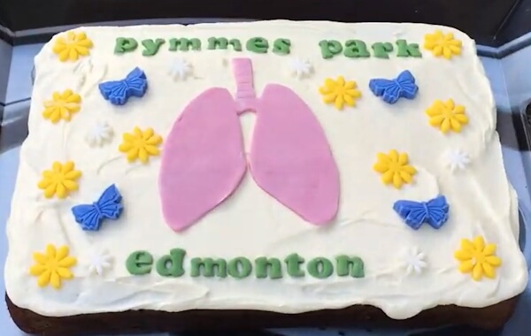 cake with icing celebrating pymmes park as the lungs of edmonton