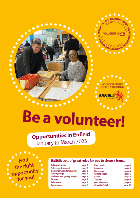 cover of volunteer opportunities in enfield jan to march 2023