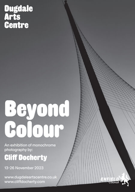 flyer advertising beyond colour exhibition of monochrome photography by cliff docherty