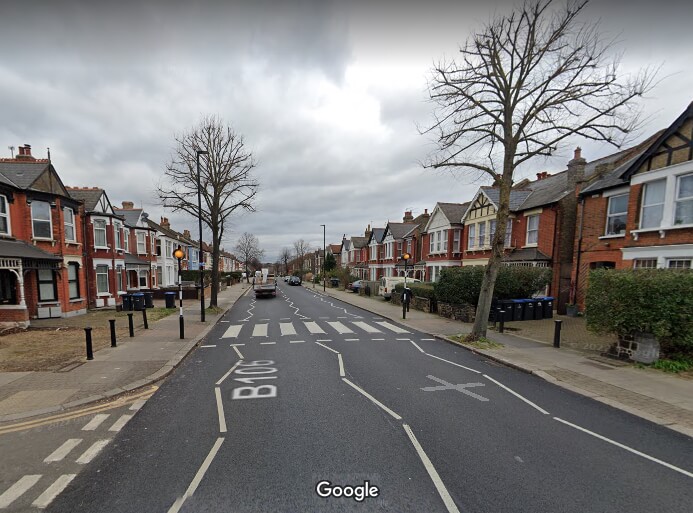 google streetview image of zebra crossing in brownlow road near york road