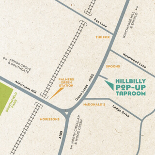 hillbilly pop up taproom map