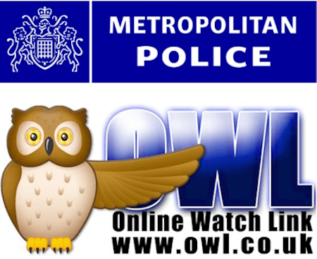 met police and owl logos