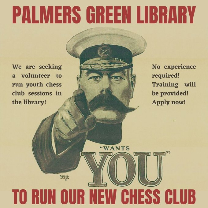 palmers green library volunteer to run chess club