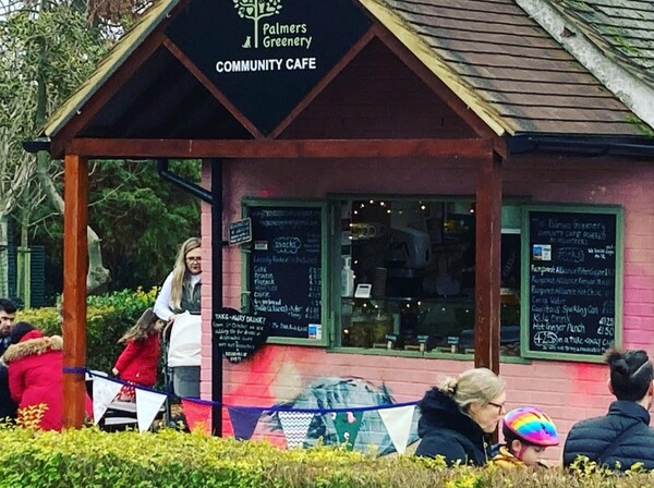 palmers greenery cafe broomfield park with customers sitting outside