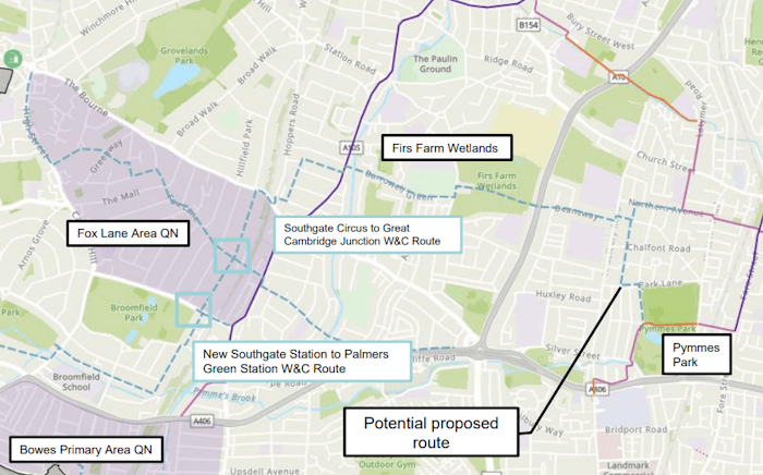 proposed old park rd to pymmes park route connections